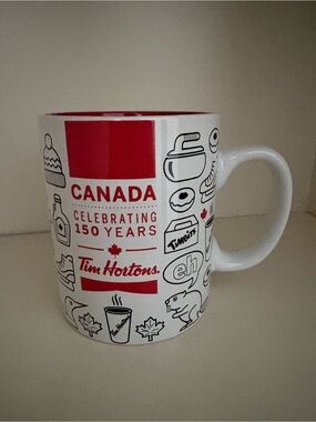 Tim Hortons Canada Celebrating 150 Years White & Red Ceramic Mug NWOT